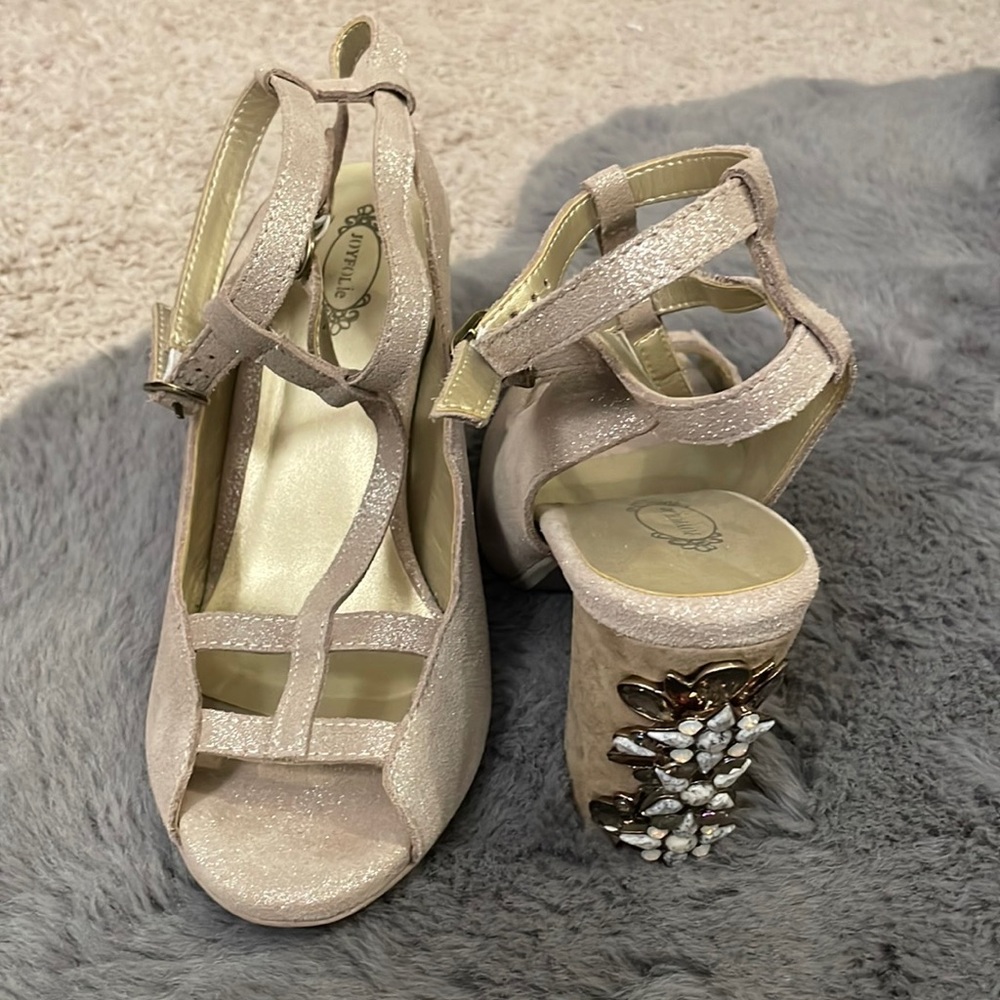 Womens joyfolie open shoes with embellished heel